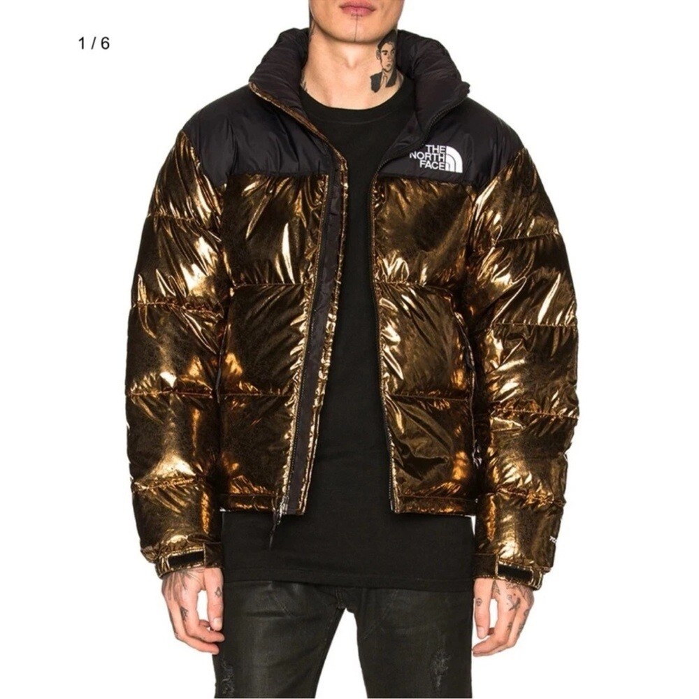 The North Face 1996 Retro Nuptse Puffer Jacket Copper Gold Black XS thumbnail 2