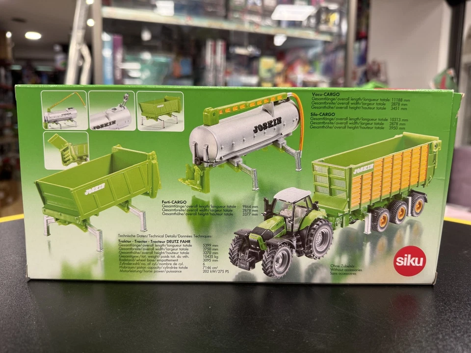 SIKU 1848 - modellino 1:87 - TRATTORE DEUTZ-FAHR CON RIMORCHI JOSKIN - NUOVO - Immagine 3 di 4