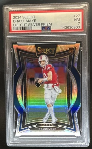 2024 Select Drake Maye Concourse RC Silver Prizm Die-Cut #27 Patriots PSA 7