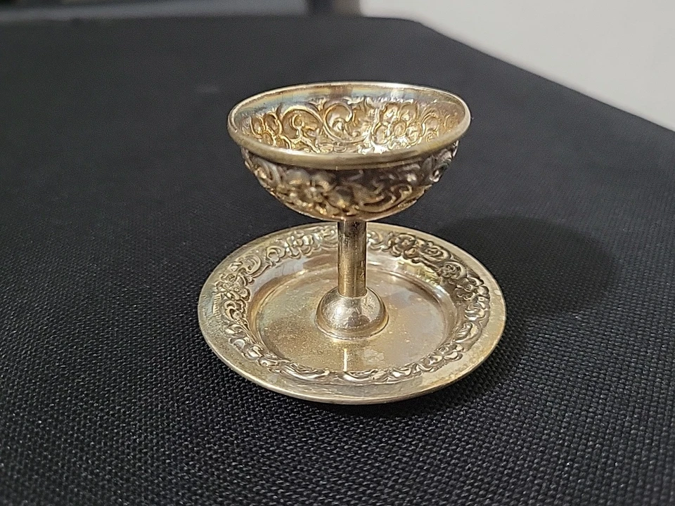 Antigua compota miniatura de plata esterlina Watson Co. de 1900 Tazza floral 28 g Foto 3 de 4