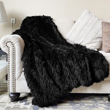 Decorative Soft 2.8" Long Pile Fluffy Faux Fur Throw Blanket 50" x 60", Solid...