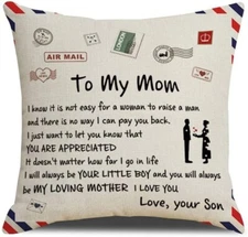 Best Mom Gifts from Son, To My Mom 18x18in Pillow Cover Home Furniture Decor