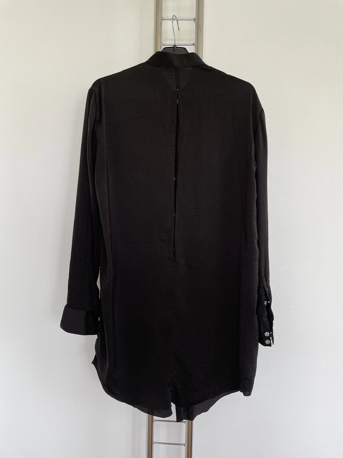 ACNE STUDIOS Top tunica camicia donna ACNE nero aperto dietro taglia 36 S UK 8