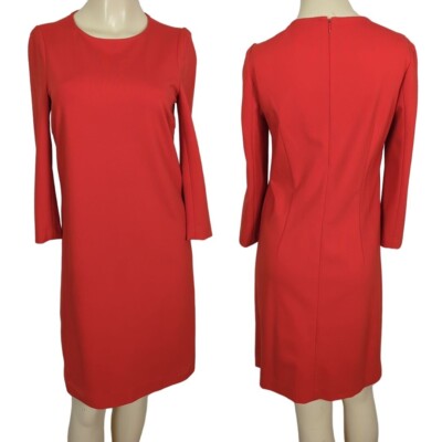 jaeger red dress JAEGER London dress Sz 6 Red Orange 3/4