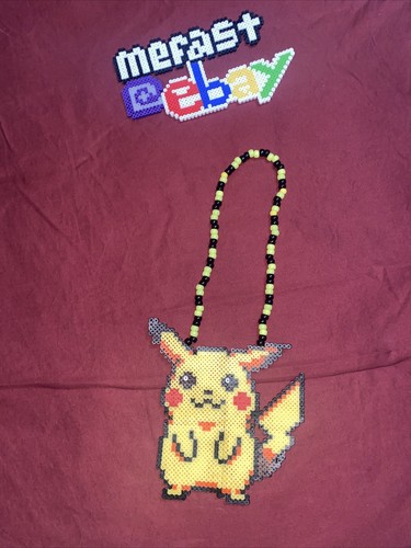 NEW PICACHU Kandi Perler Necklace EDM EDC Fest Rave Dance - Picture 3 of 3