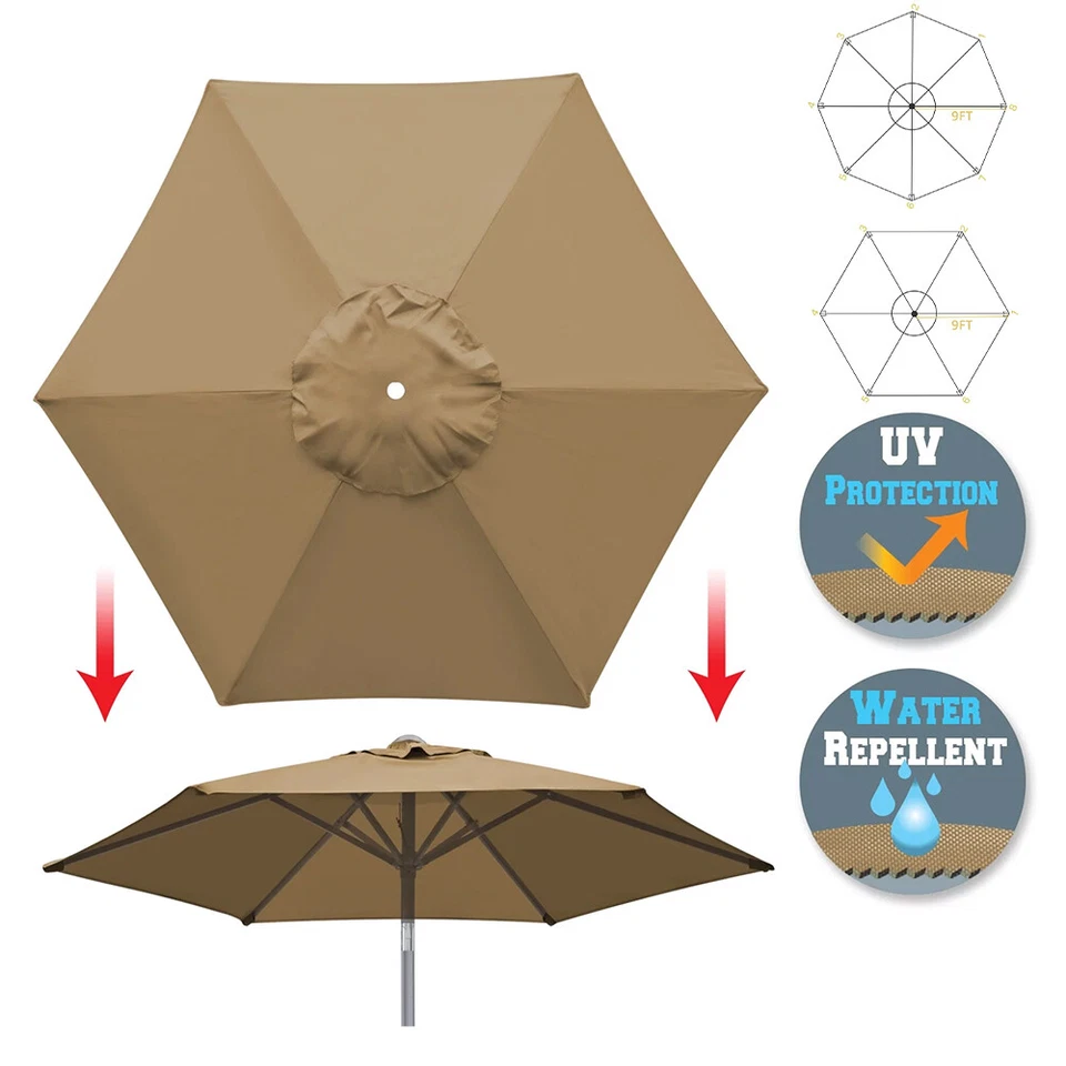 9ft Patio Umbrella Replacement Canopy Top Cover Fits 6/8 Ribs Outdoor Yard  - Image 4 of 4