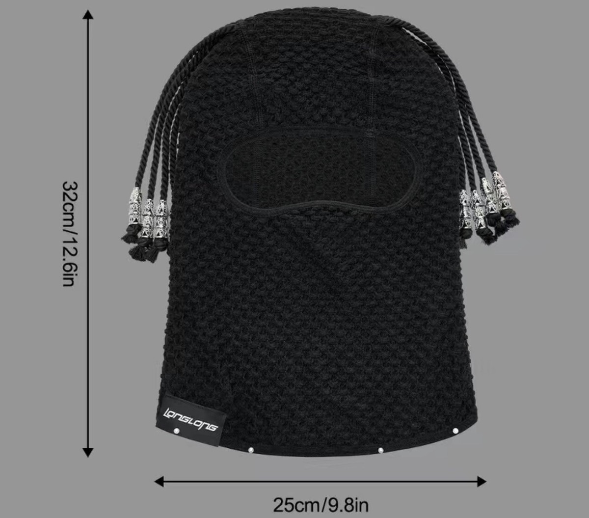 【IMPORT】braid hair balaclava Braids Balaclava Beanie With Charms Full Face Balaclava