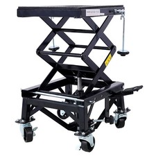 300 Lbs Hydraulic Motorcycle Scissor Jack Lift Foot Step Wheels Dirt Bikes Black