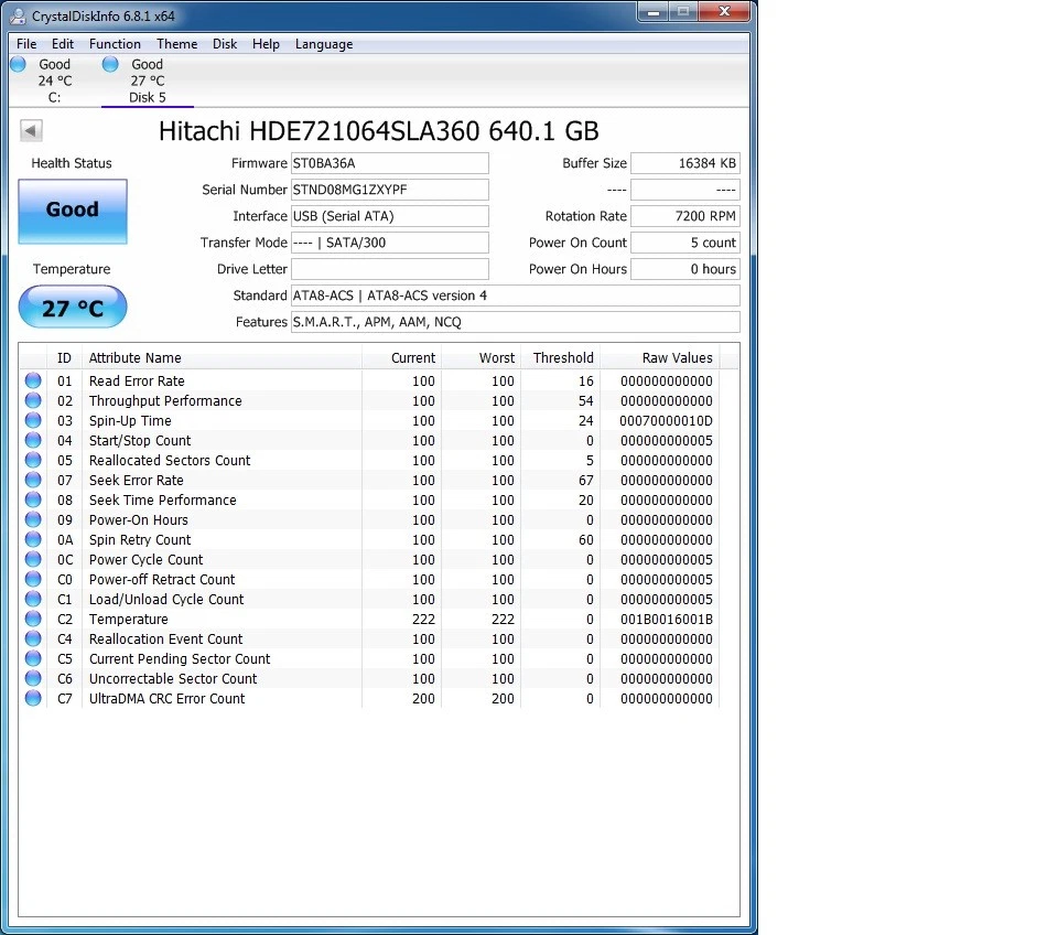 HDE721064SLA330 mlc: BA3064 p/n : 0A39991 Hitachi 640Gb SATA B3-8 - Image 3 of 3