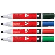 Image of 5 Star Office Drywipe Marker Chisel Tip 2-5mm Line Wallet Assorted (Pack of 6)