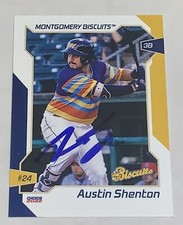 Austin Shenton SIGNED 2022 Montgomery Biscuits Team Card Tampa Bay Rays RC Auto