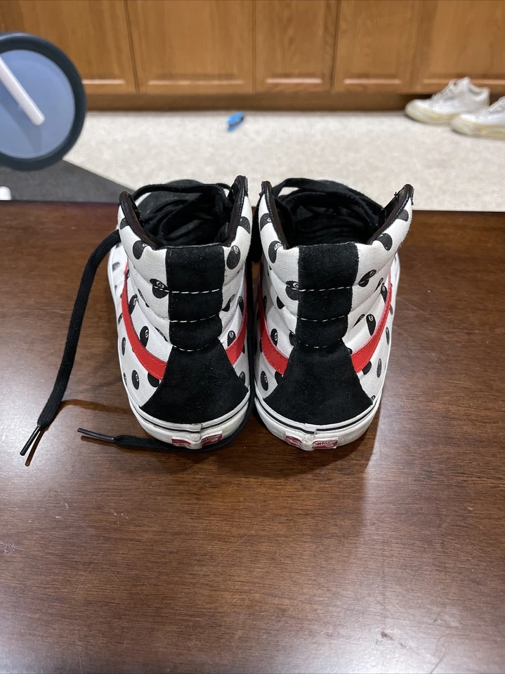 RARO VANS OG Sk8-Hi LX Stussy Negro 8 Bolas Lunares Rojo Negro Blanco Talla 12 Foto 4 de 4
