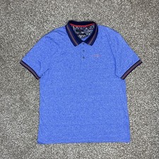 Ted Baker Mens Golf Polo Shirt Snap Striped Collar Small Blue Spell Out London