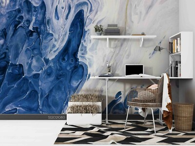 3D Blue White Texture Wallpaper Wall Mural Removable Self-adhesive 18