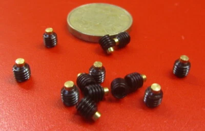 Kmac Alloy Steel Set Screws, Brass Tip, 10-32 x 3/16" Thread Length, 25 Pcs