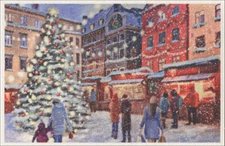 American Greetings City Square with Evergreen Tree Box of 12 Christmas Cards