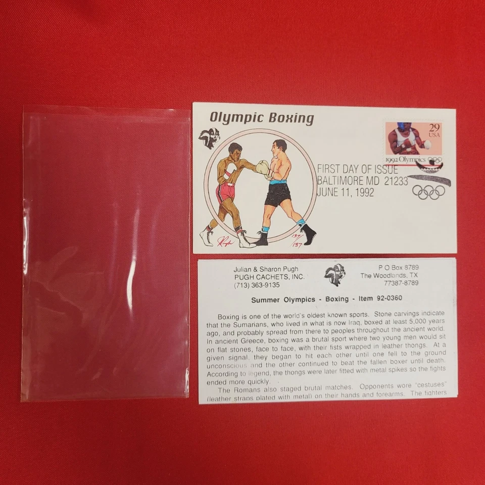 First Day of Issue Stamp Cache Envelope and Enclosure Olympic Boxing - Image 3 of 4