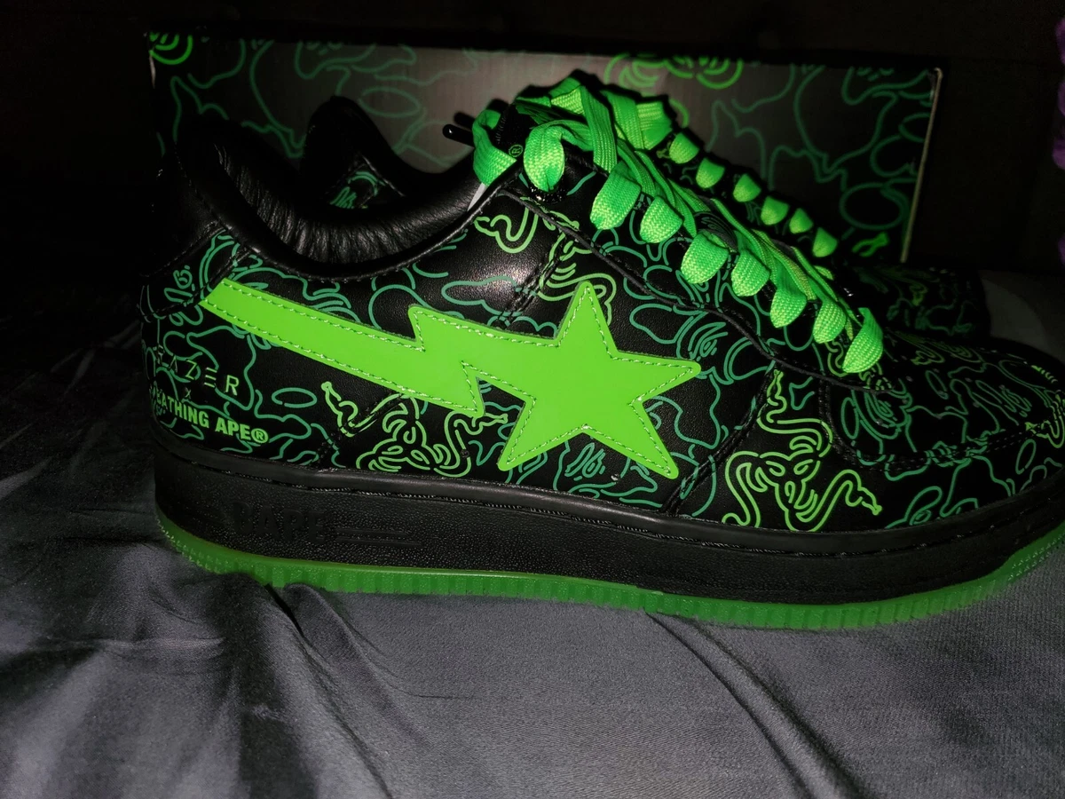 Size 9 - A Bathing Ape Bapesta Low M2 x Razer Neon Camo