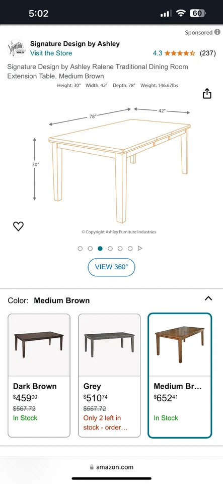 Ashley Ralene Traditional Dining Room Extension Table w/ 6 Chairs - Image 4 of 4