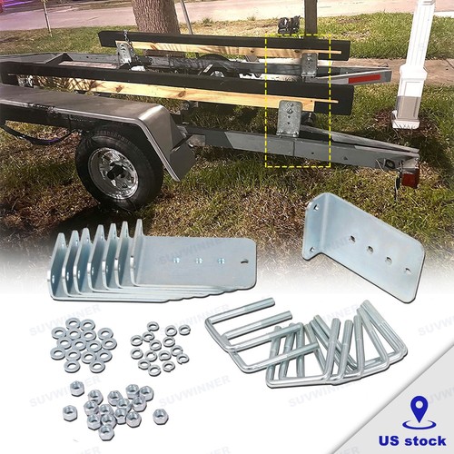 8 inch Galvanized LType Boat Trailer Bunk Brackets fit 3 x 3