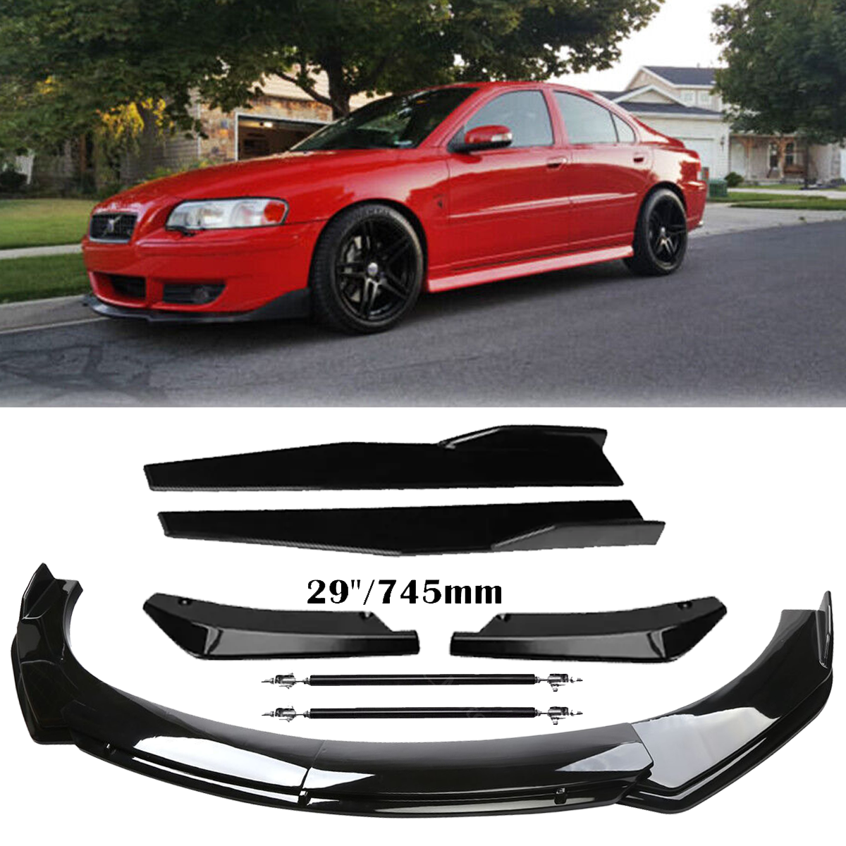 Volvo S40 S60 Front Rear Bumper Lip Spoiler Splitter Side Skirt Body Kit