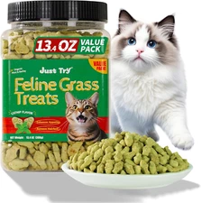 13.4 OZ Cat Grass Treats Natural Salmon Flavor Healthy Cat Snacks Training Biscu