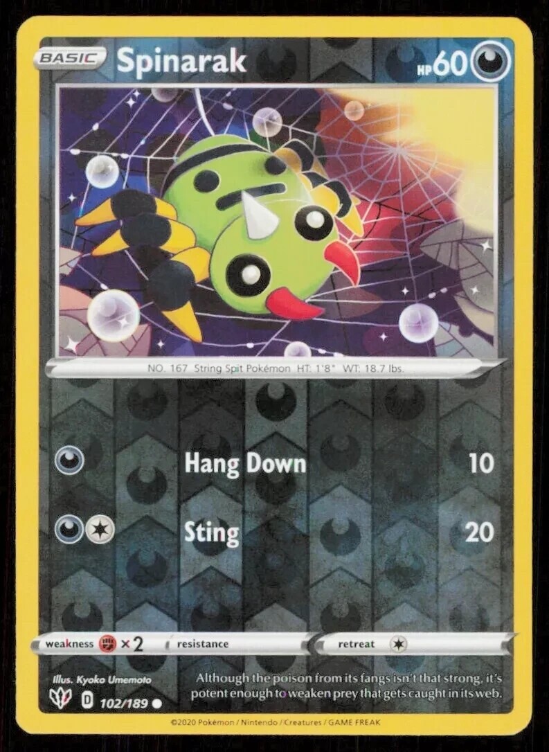 Pokemon - Spinarak - 102/189 - Reverse Holo - Darkness Ablaze - NM/M