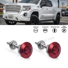 2X Red Versatilely Bumper Hood Latch Push Button Quick Release Fasteners For GMC