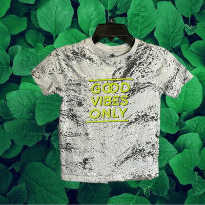 Buzz Cuts ''Good Vibes Only'' Tie Dye Grey T-Shirt Boys Small (8)
