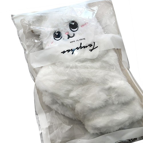 Women Winter Rabbit Fur Mittens Fingerless Gloves Plush Warm Glove Winter Soft - Picture 21 of 26