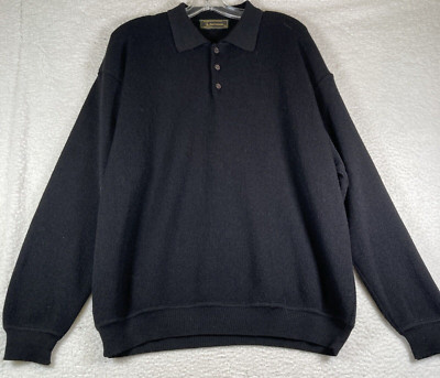Peru Unlimited Baby Alpaca Wool Blend Men's Collared Sweater | Black | Size XL