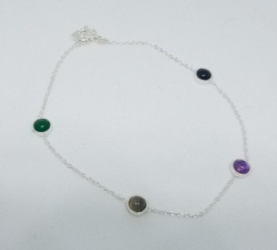 verstellbares Armband aus Silber und Edelsteinen einzigartige Kreation
