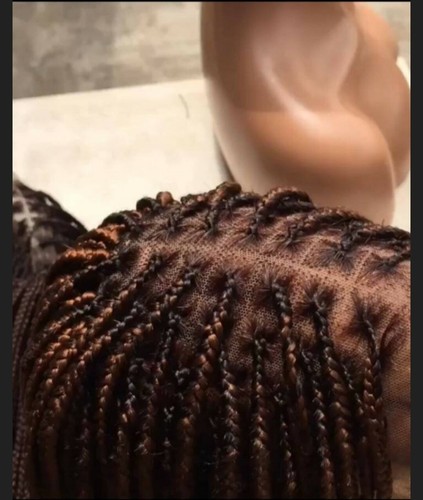 "PRE ORDER" Handmade Human Hair Lace Frontal Knotless Braid Wig,Box Braided Wig. - Picture 4 of 5