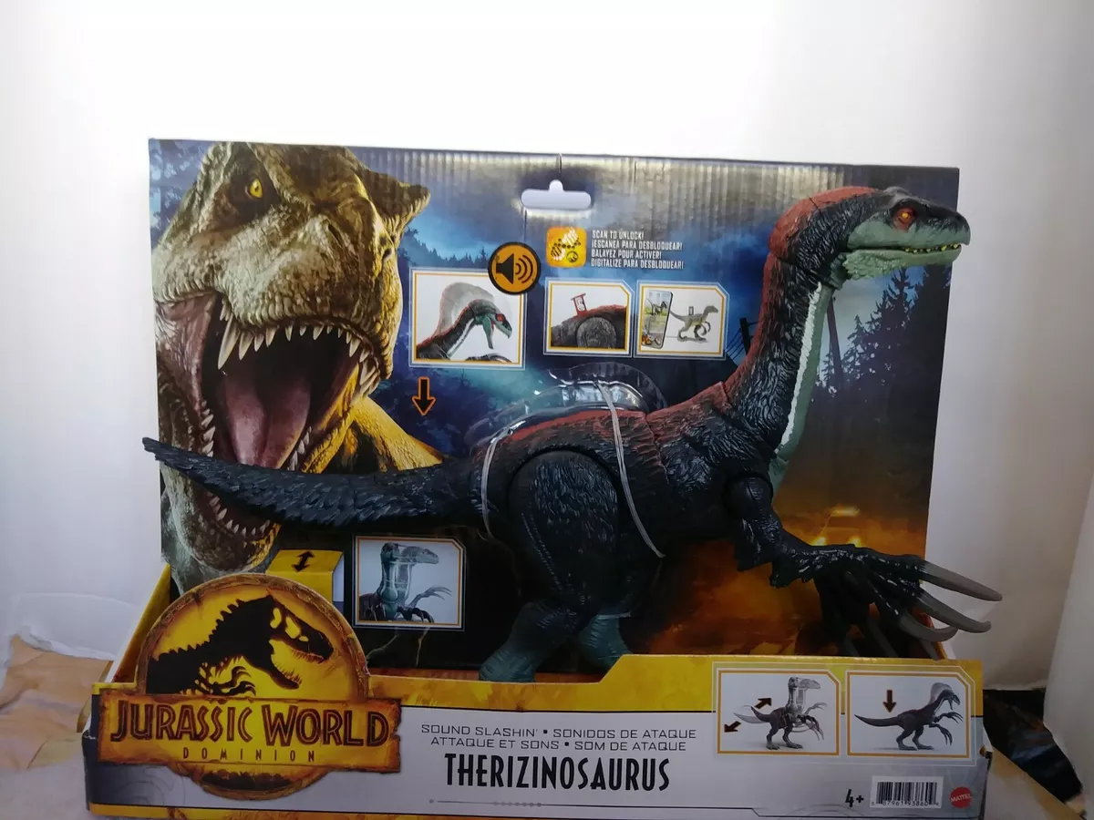 Dinosaure Therizinosaurus sonore - Jurassic World Mattel : King Jouet,  Figurines Mattel - Jeux d'imitation & Mondes imaginaires