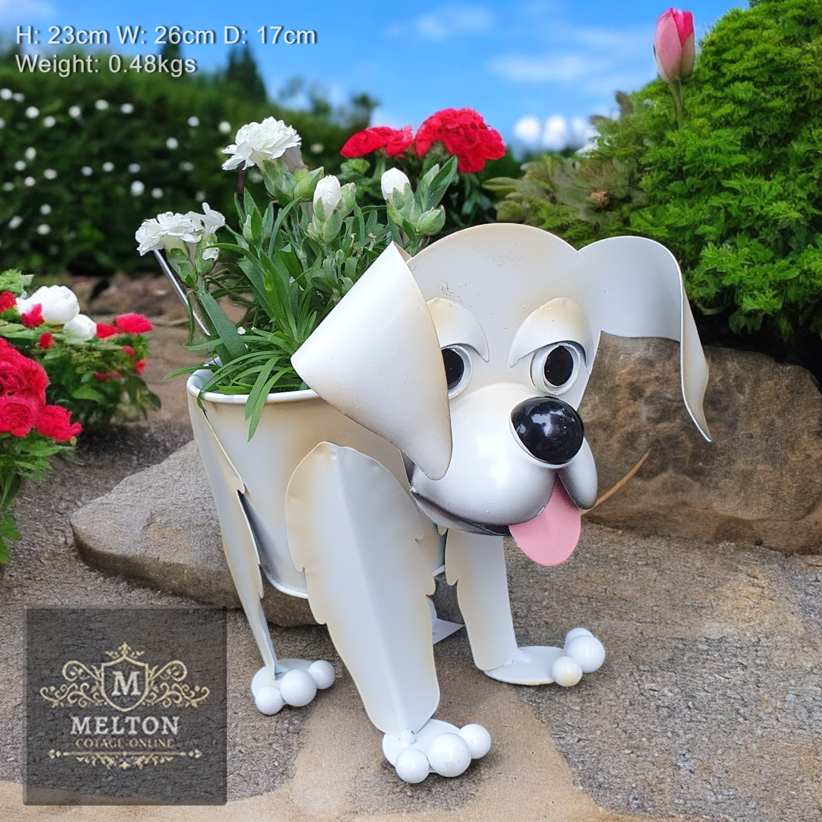 Metal Labrador Planter Nodding Puppy Dog Garden Flower Novelty Plant Pot Holder