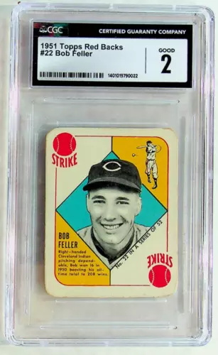 1951 Topps Red Backs - Bob Feller #22 - CGC #2 - Good