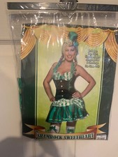 NWOT Shamrock Sweetheart Costume Adult Sz 4-10 Top Skirt Headband Hat Stockings