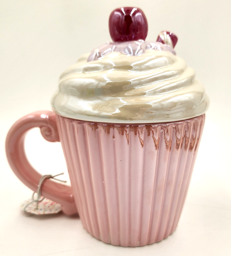 NWT Sheffield Home Iridescent Cupcake W/Cherry on Top (Lid) Coffee Cup Mug M-DAY - Picture 5 of 14