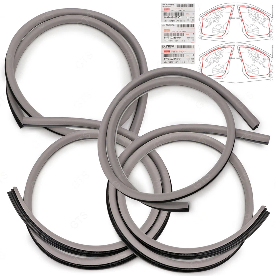 Fits Isuzu D-Max Dmax 2003 08 10 Set 4Dr Opening Door Rubber Weatherstrip Seal - Image 3 of 4