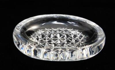 Olle Alberius Orrefors Criss Cross Art Glass Trinket Dish Signed