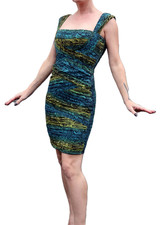 BCBG MAXAZRIA XS "Ivita" Aqua Multicolor Snakeskin Print Dress XS