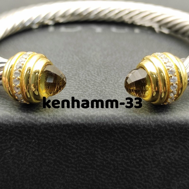 New*DAVlDYurman6mm*Sterling&Silver Brown*Topaz 18K/Gold Cable Classic Bracelet