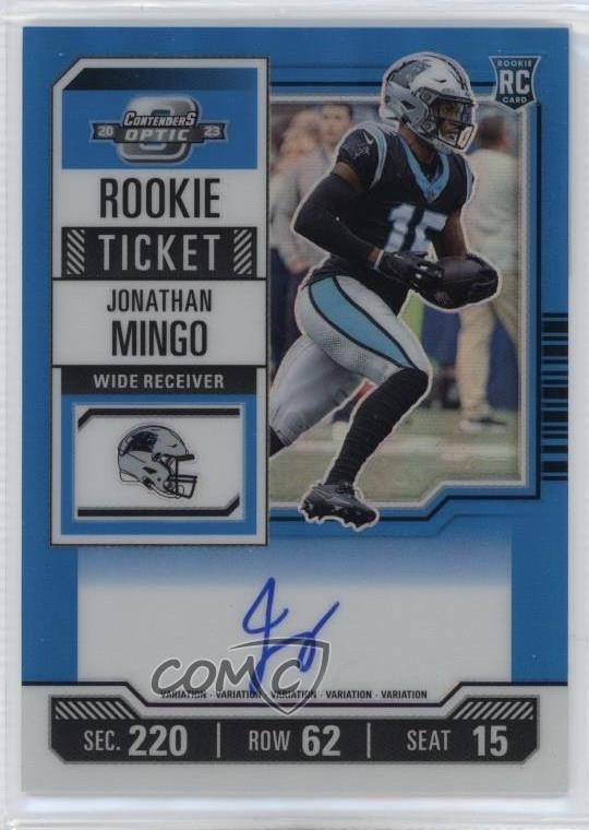 2023 Panini Contenders Optic Teal Prizm 30/75 Jonathan Mingo Rookie Auto RC 15vt