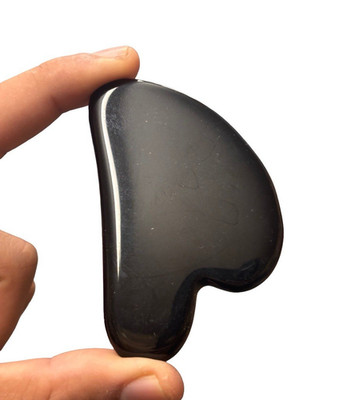 Natürlicher Gua Sha Massagestein - grüne Jade & schwarzer Obsidian - Gesichtswerkzeug