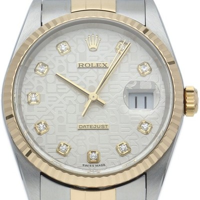 ROLEX Datejust Herrenuhr 10P Diamond Computer Dial 16233G(Y) K18YG/Stainle...