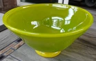 Vintage Murano Art Glass Chartreuse Yellow Footed Bowl Attrib Moretti