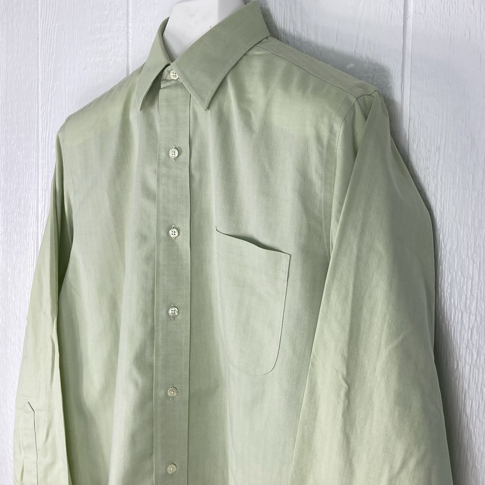 Brooks Brothers 346 Button Down Dress Shirt Non Iron Size 15 1/2 Off Green Color thumbnail 4