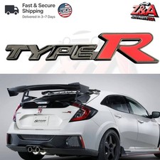 1x New Jdm Type R Trunk Badge Racing Sport Black Red Rear Tailgate Emblem Metal