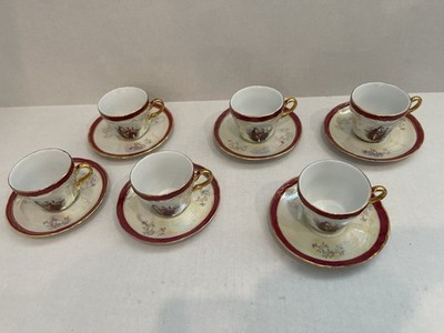 Victorian Tiger Yedi Fine Porcelain Japan Style Tea Coffee Cups - 12 Pieces