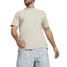 PUMA Made With Quality Logo Crew Neck Short Sleeve T-Shirt Mens Beige Casual Top